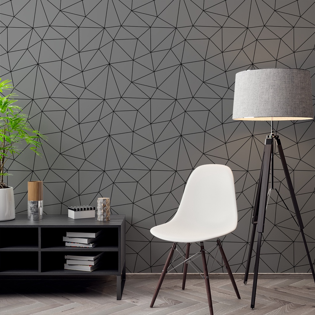 Papel de Parede Adesivo Zara Silver Cinza Gray e Preto Adesivo Lavável - Pro Decor