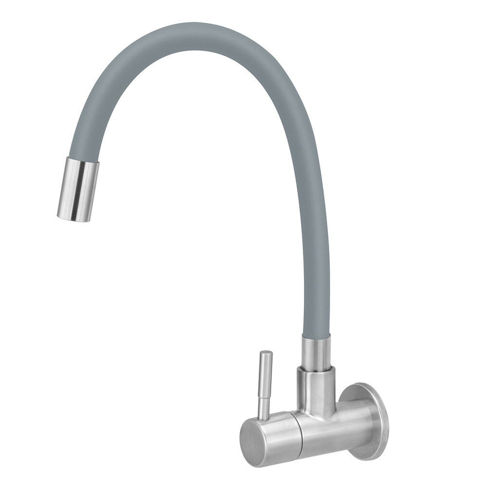 Torneira de Cozinha Inox Parede Flexível Gourmet Cinza Gray Agua Quente Fria Movel