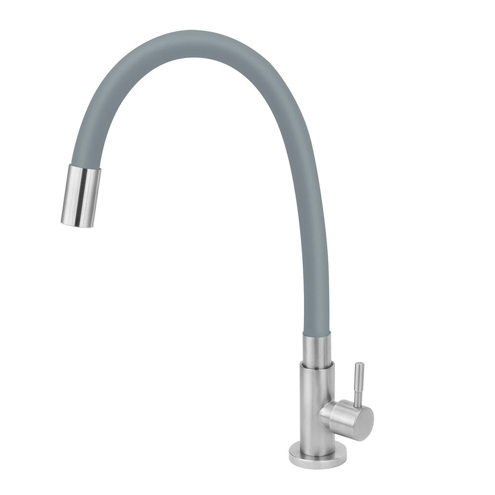 Torneira de Cozinha Inox Mesa Flexível Gourmet Cinza Gray Agua Quente Fria Movel