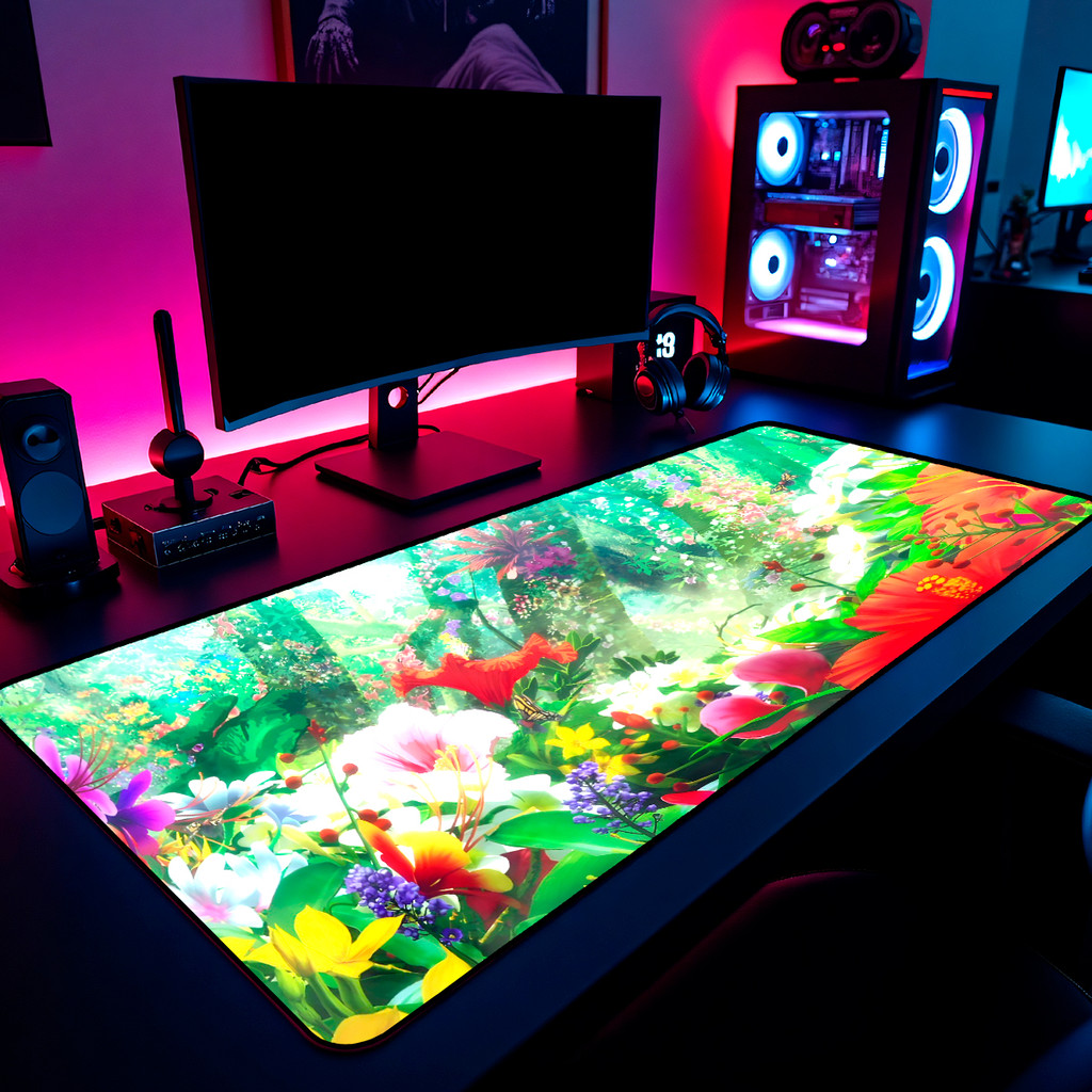 Mouse Pad Gamer Hells Paradise Flowers 65x30cm 80x40cm 90x50cm 120x60cm Borda Costurada
