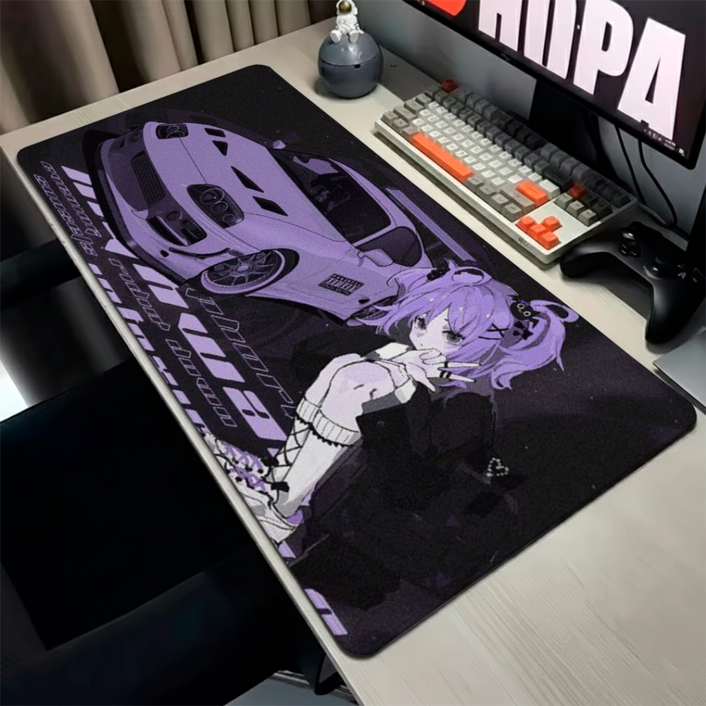Mouse Pad Gamer Speed Liso Macio Sem Relevos Antiderrapante E Bordas Costuradas Com Estampa De Anime Car Drift Street