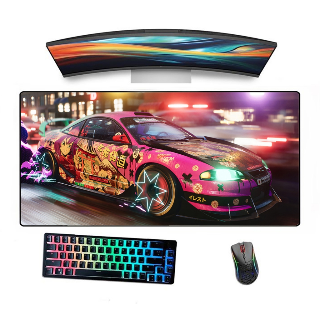 Mousepad Speed Gamer Borda Costurada Ergonómico Estampado Nfspeed Neon Car