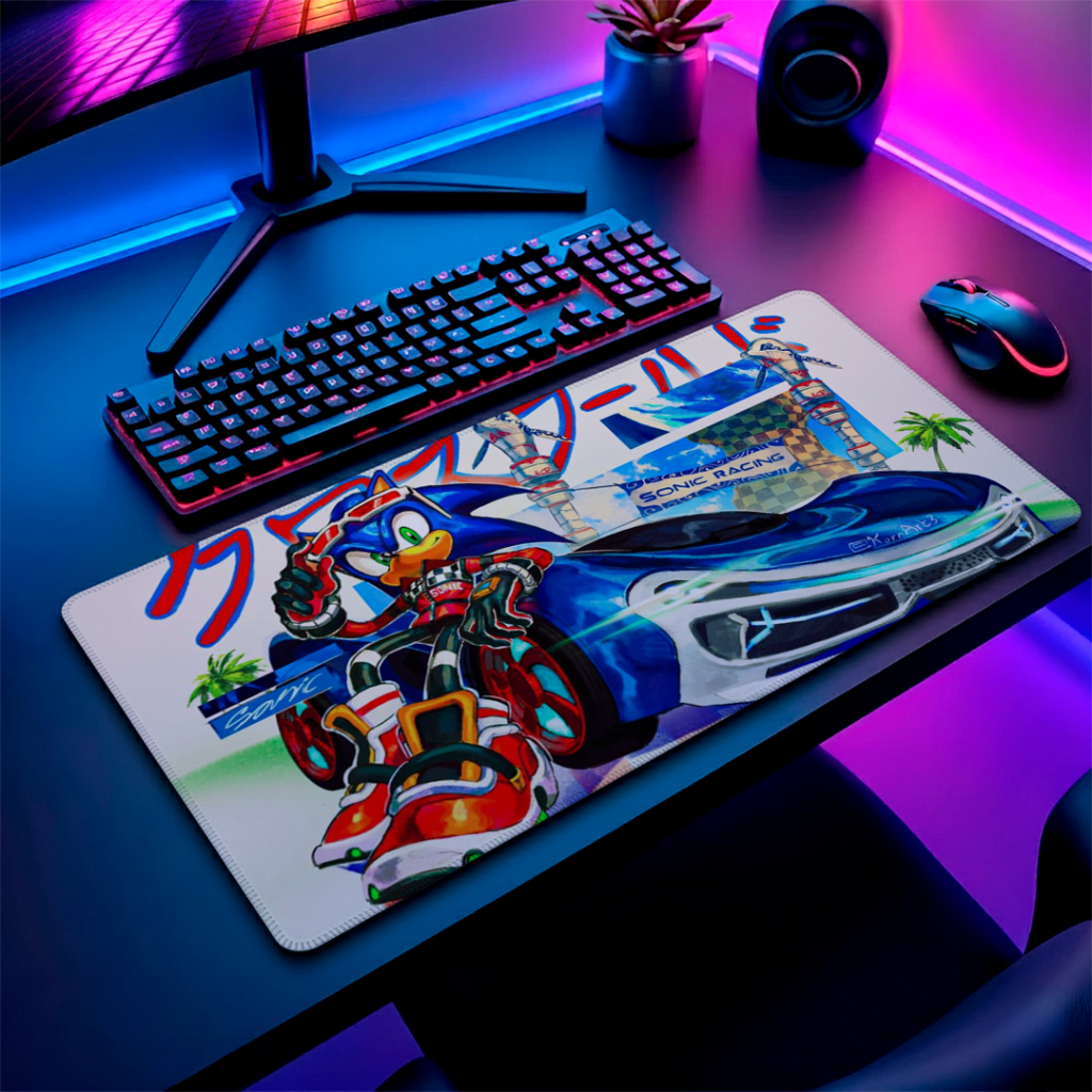 Mouse Pad Speed Gamer Liso Confortavel Com Base Antiderrapante E Bordas Costuradas Sem Relevos Com Estampa Velocista Car