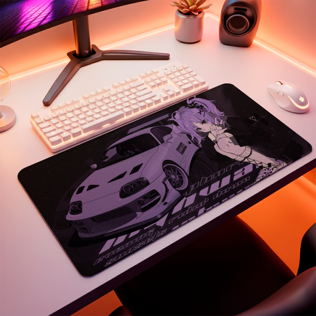 Mouse Pad Gamer Speed Liso Confortavel Com Base Antiderrapante E Bordas Costuradas Sem Relevos Com Estampa De Car Drift