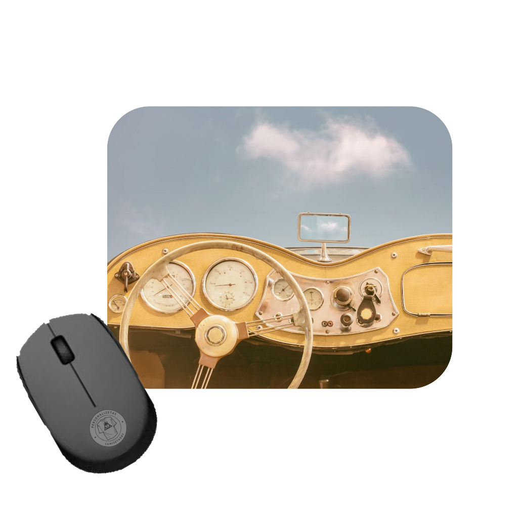 Mousepad Personalizado Carro Amarelo Antigo Old Yellow Car Vintage