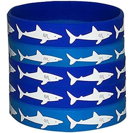 CupaPlay 48 PCS Shark Party Favors Rubber Wristbands - Under the Sea Shark Birthday Party Supplies Goodie Bag Stuffers F