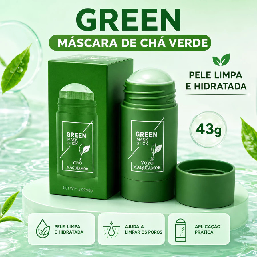 Máscara Chá Verde Remover de Cravos Anti-Acne Hidratante Beleza Pele Facial Clean Face Clareador Mask Stick