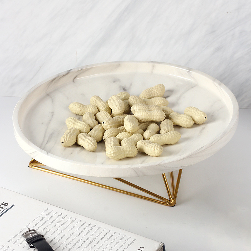 HQAO Modern minimalist-style faux marble fruit platter, suitable for living rooms, dining rooms, and reception areas; a