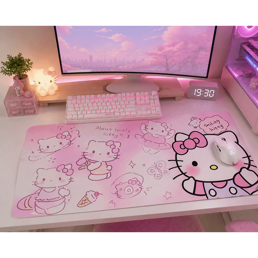 Mousepad Extra Grande Sanrio Kawaii Aesthetic | Desk Mat para Mesa de Estudos, Setup e Office