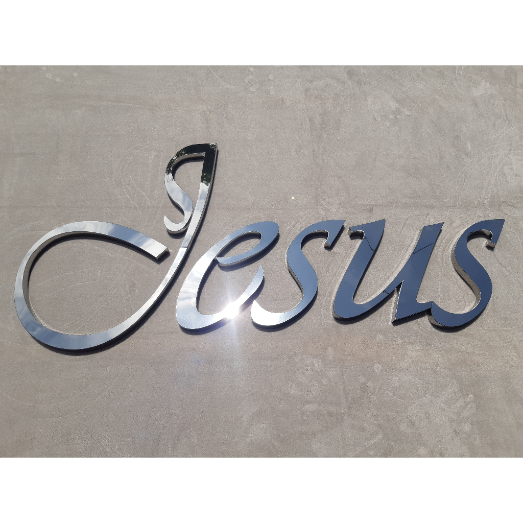 Jesus - Letras Letreiros no Aço Inox Brilho - 140x60