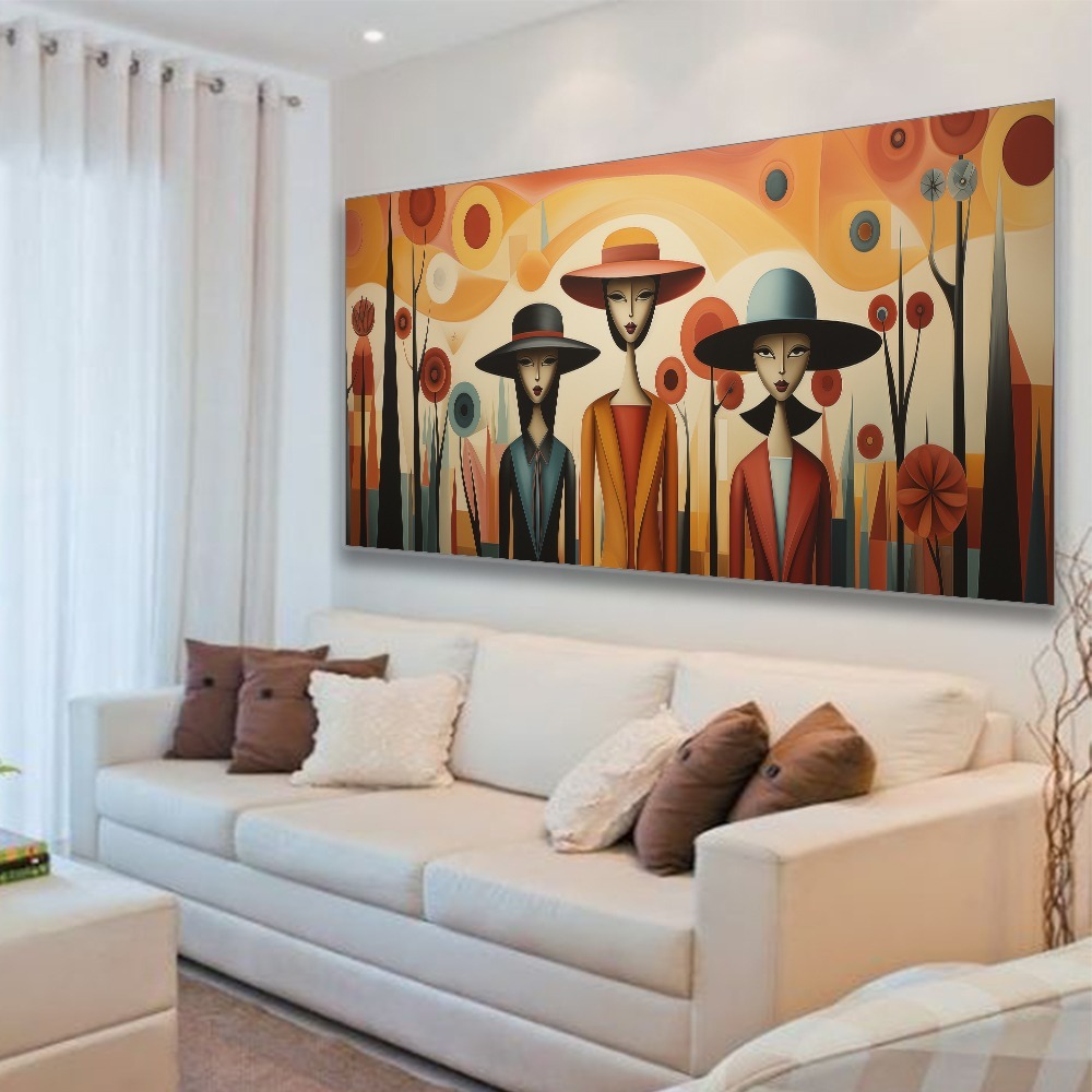 Quadro Decorativo 120x60 Sala recepção Elegante Moderno Grande colorido