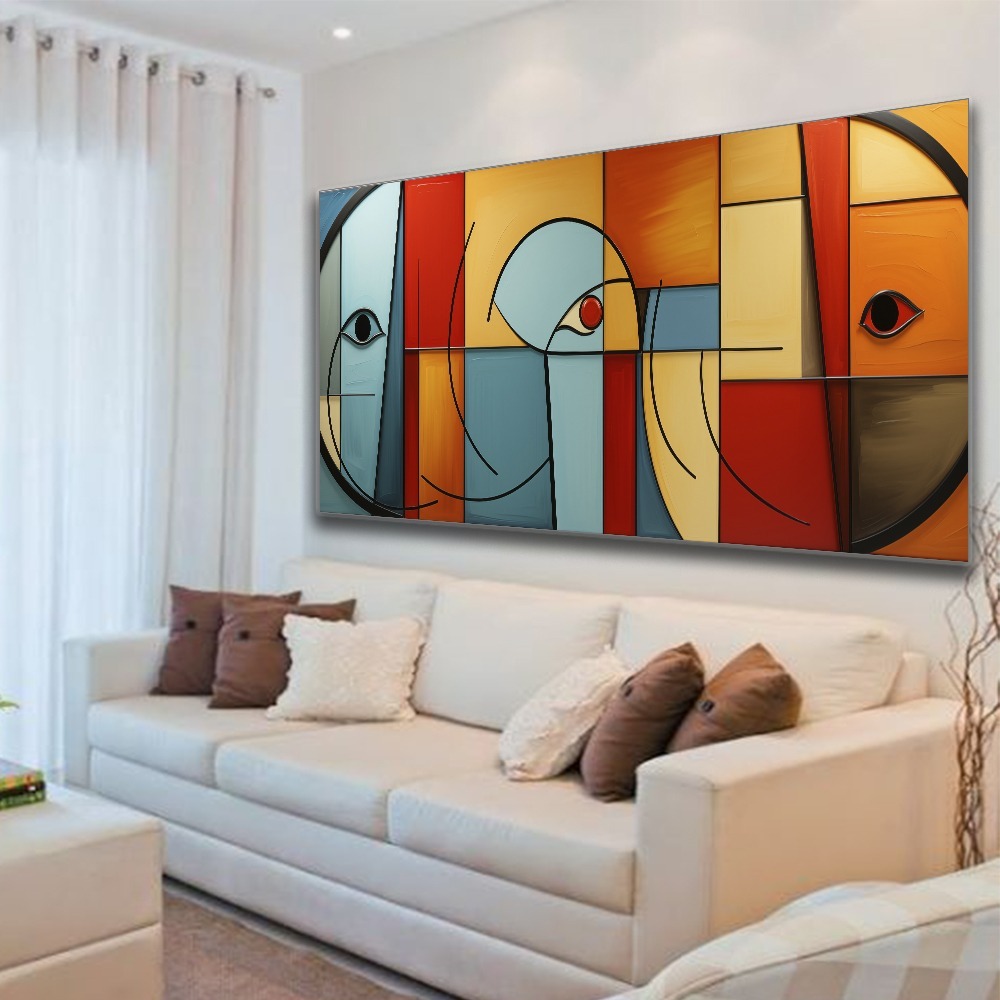 Quadro Decorativo 120x60 Sala Elegante Moderno Grande colorido abstrato