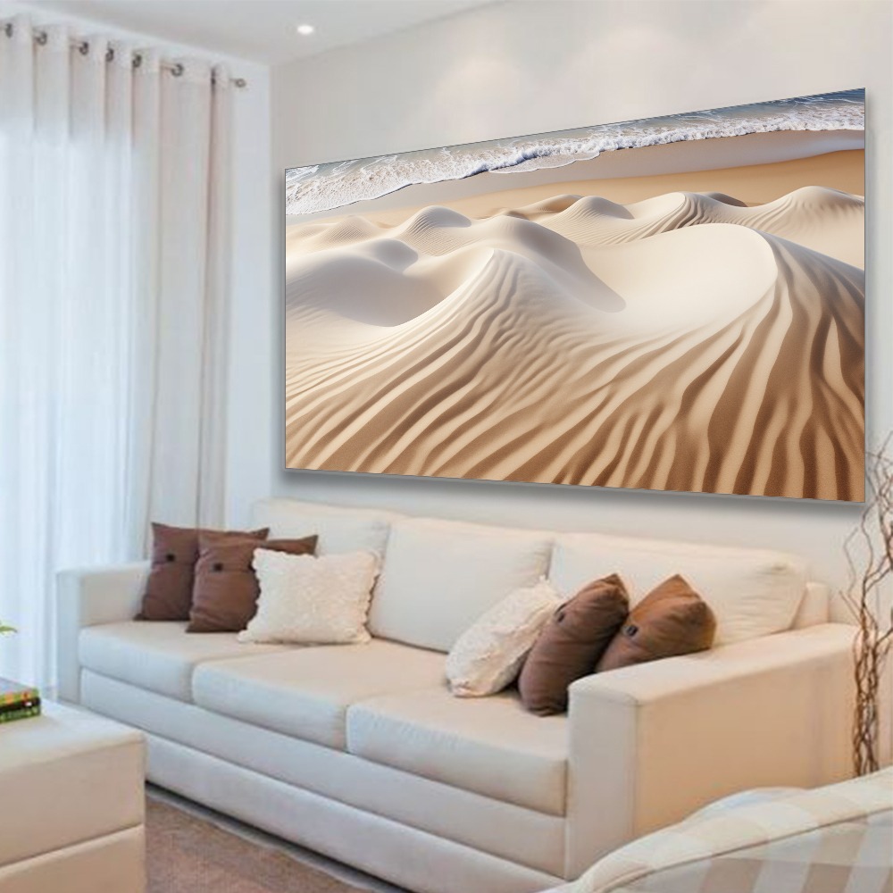 Quadro Decorativo 120x60 Sala recepção Elegante Moderno Grande areia
