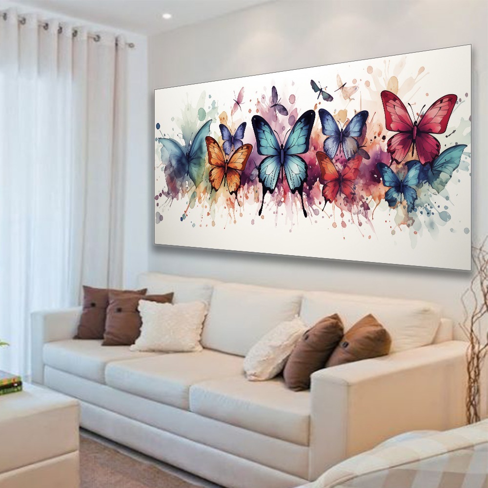 Quadro Decorativo 120x60 Sala recepção Elegante Moderno Grande borboletas