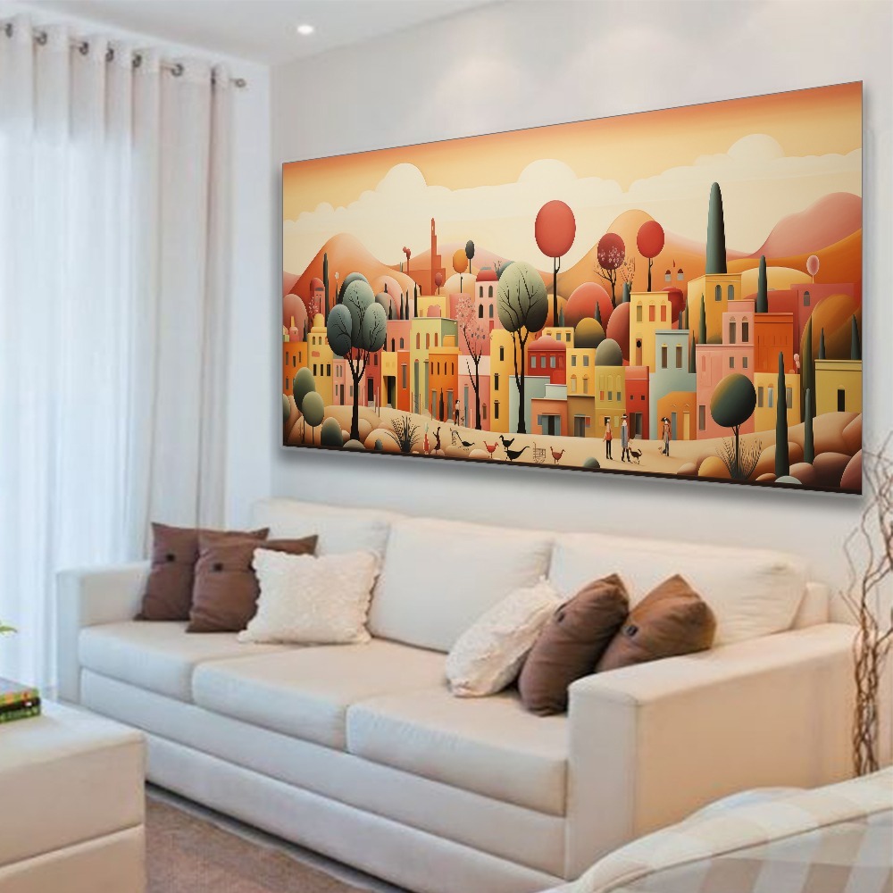 Quadro Decorativo 120x60 Sala recepção Elegante Moderno Grande cidade colorido
