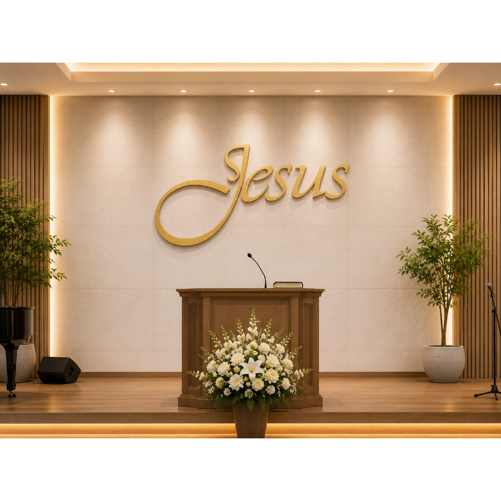 Jesus - Letras Letreiros no Aço dourado - 140x60