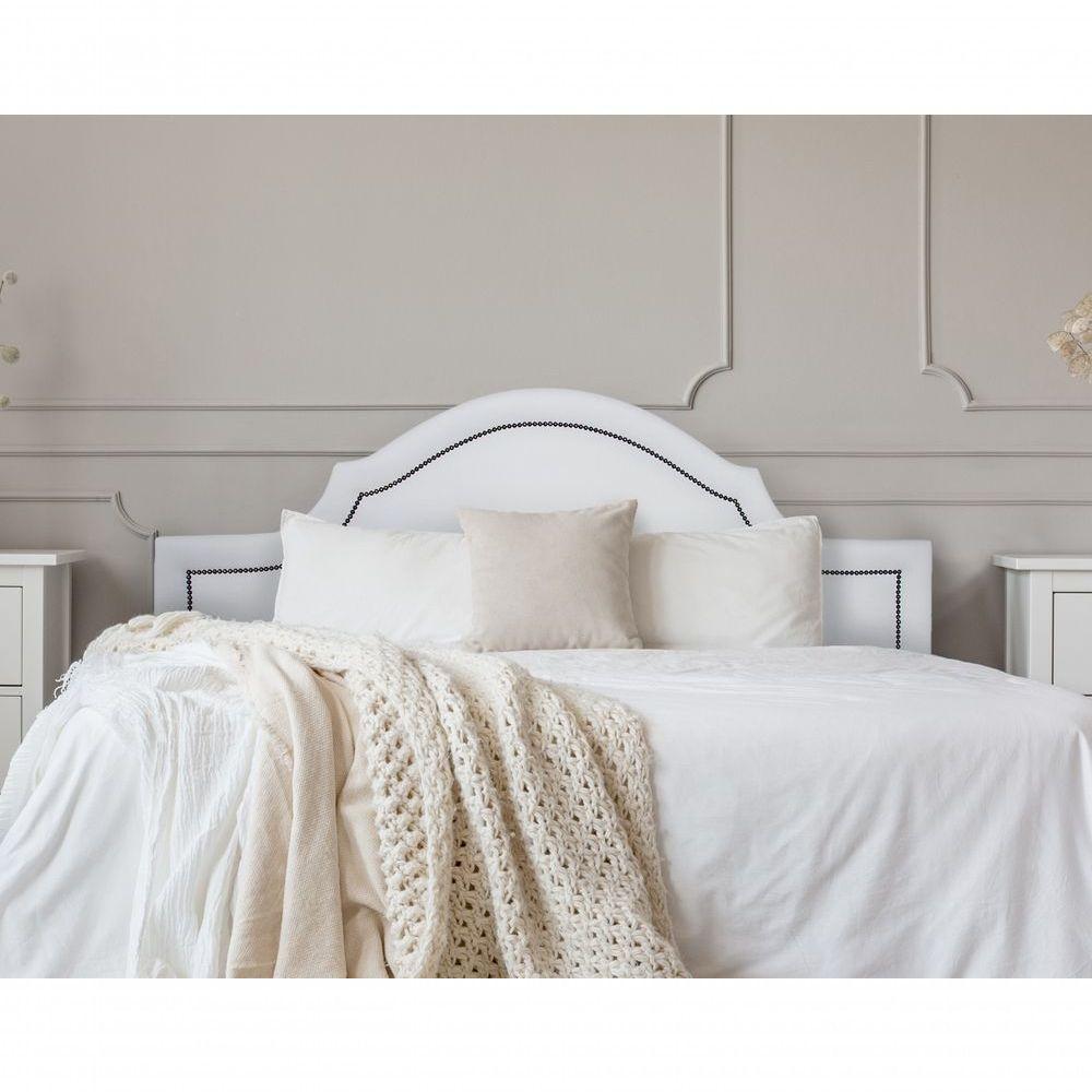 Cabeceira Casal Luxo 140X60 Branco Tachas Fumê