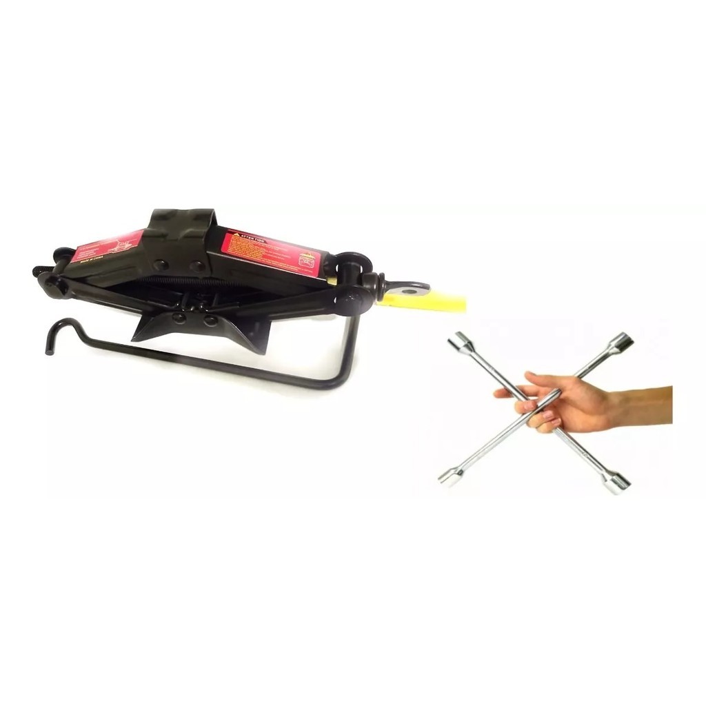 Macaco Mecânico Sanfona Universal 1 Tonelada e Chave Roda Cruz Aço Para Citroen C4 Lounge - Pallas