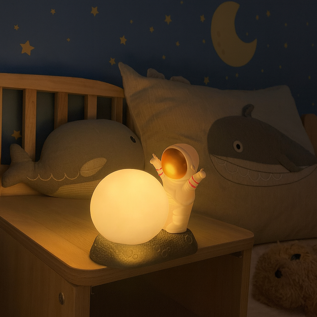 Astronauta Ornamento Lua Luz Ambiente Noite Lâmpada Spaceman Desktop Decor Kids Boy Gifts