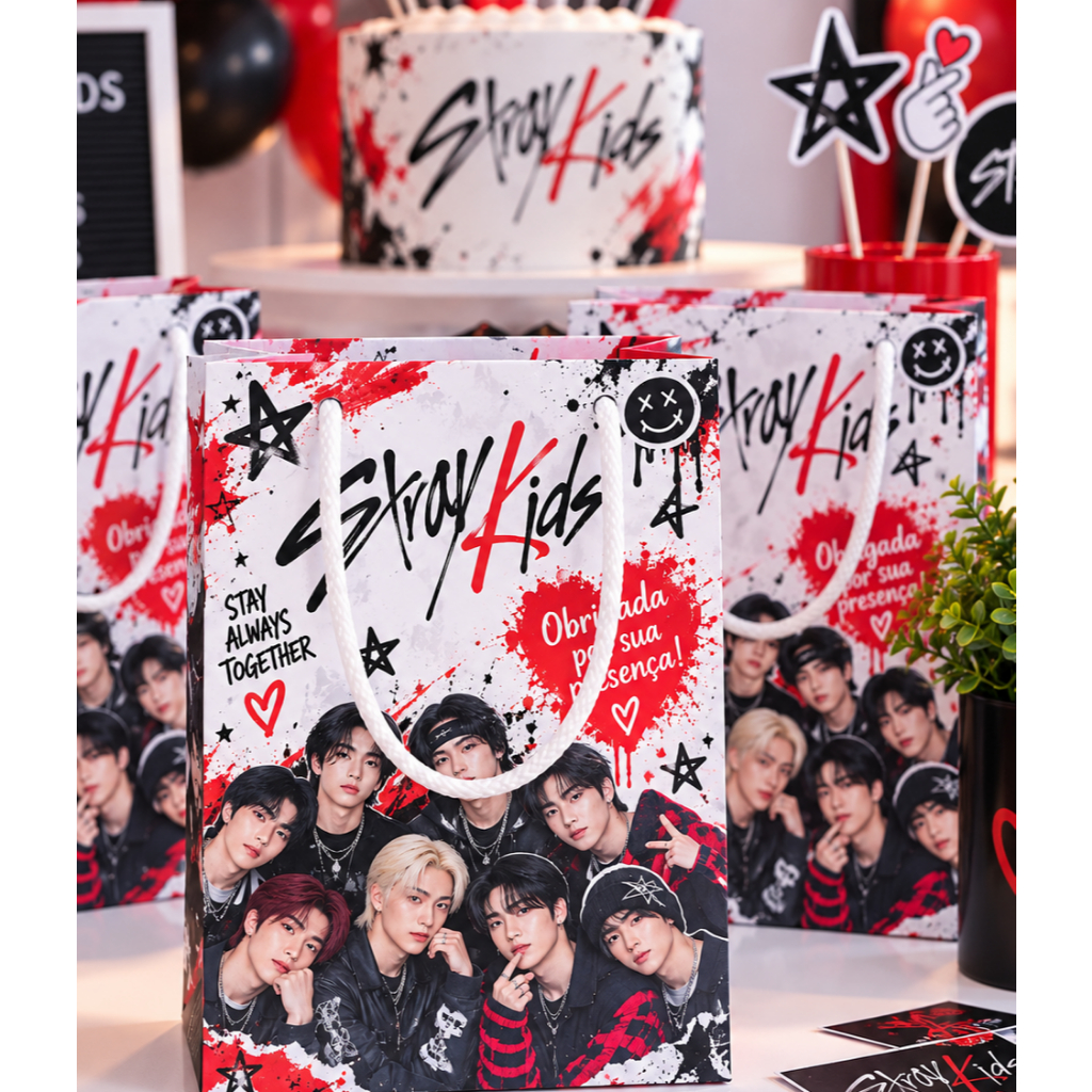 10 Sacolinhas Personalizadas Stray kids / Lembrancinha Festa Infantil / Sacola Surpresa