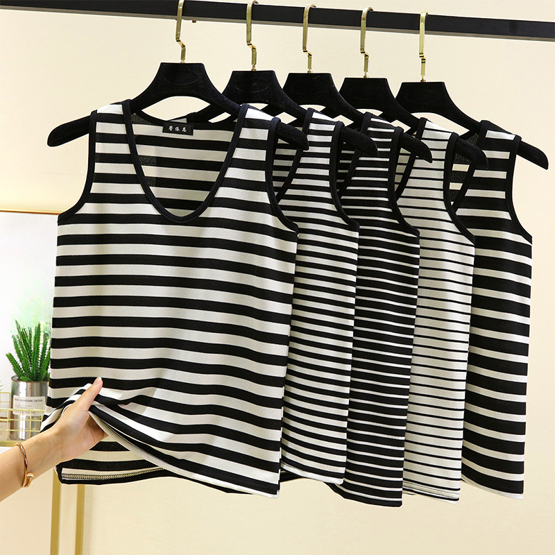 2026 verão novo estilo algodão camisola feminina mais magro olhar interior sem mangas Bottoming simples preto branco lis