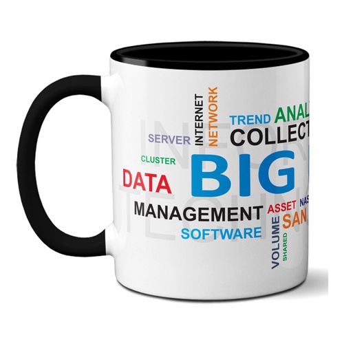 Caneca Big Data Alça Interior Preto Presente Profissão Ti