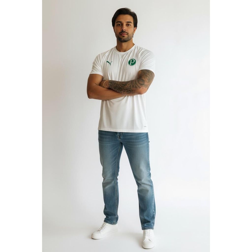 Camiseta Esportiva Palmeiras Dry Fit Branco/ Verde