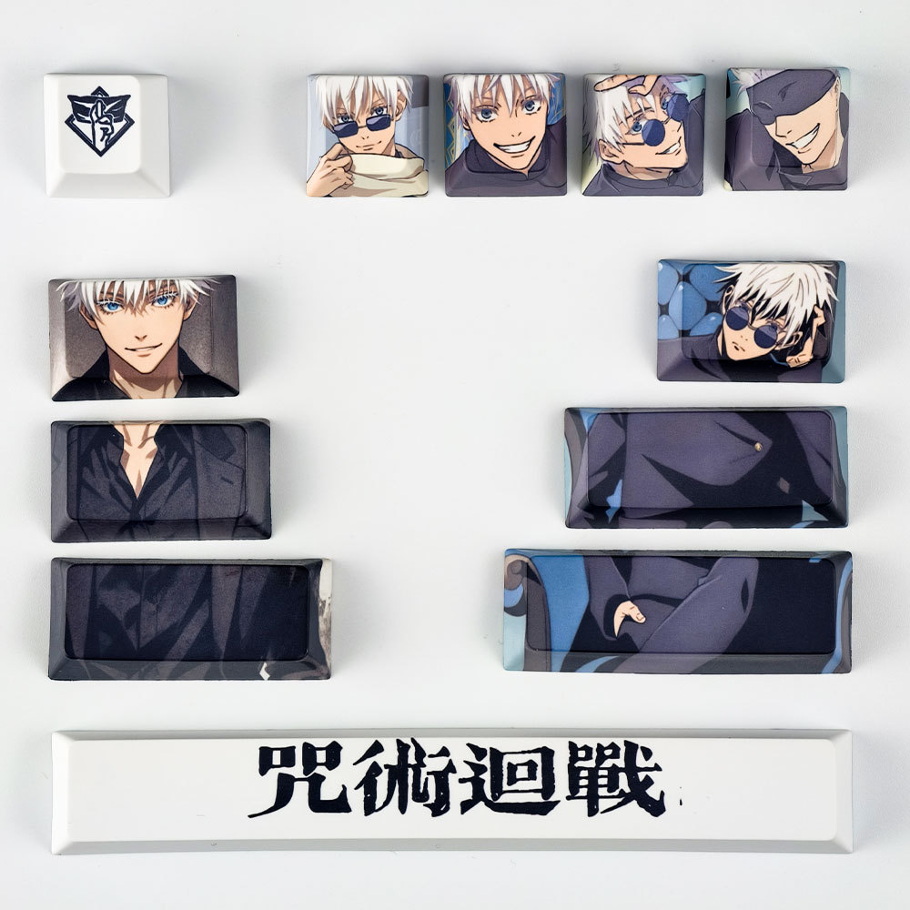 Gojo Satoru Keycaps Cherry Profile 12pcs PBT Dye Sublimation Mecânico Aula Madlion Wooting Jujutsu Kaisen Anime DIY Cria