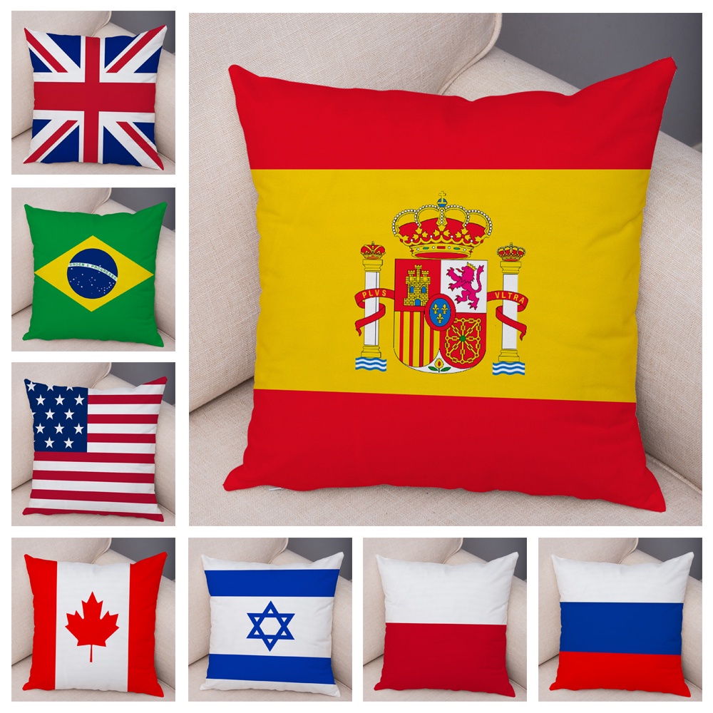 Capa De Almofada Bandeira Nacional Estilo 50 Para Sofá Home Car Decor Geométrico Impressão Super Soft Plush 45x45cm