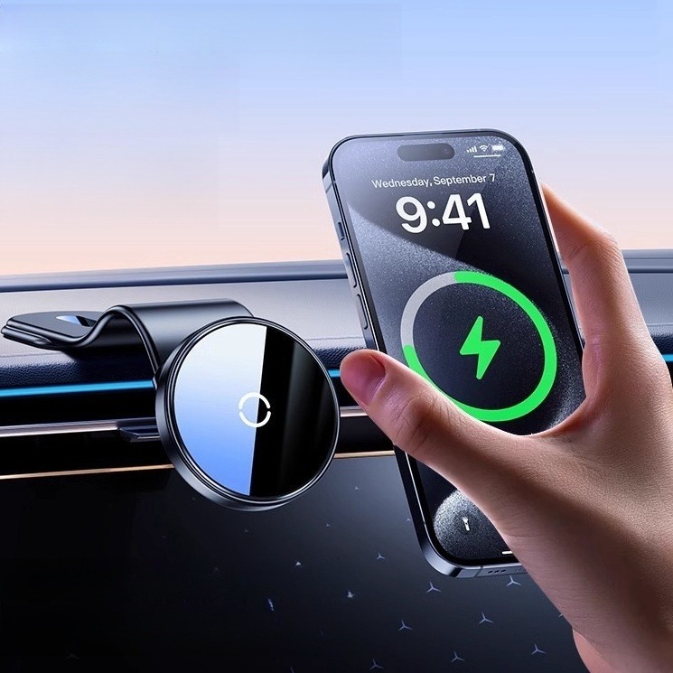 Suporte Magnético para Carro 2em1 - 15W Sem Fio + Espelho, 360° (Ímã N52) J8