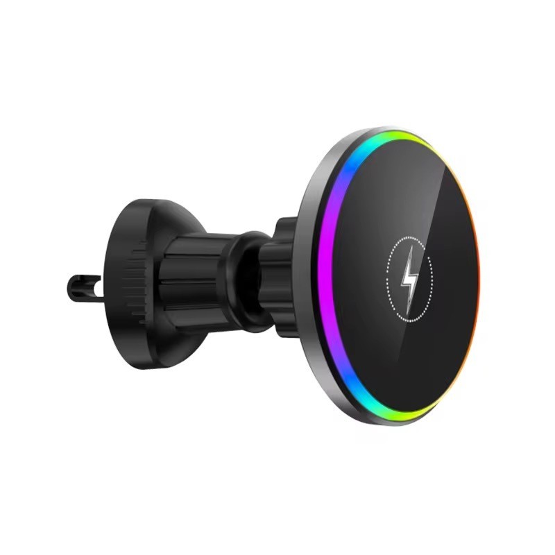 Suporte Magnético Veicular c/ Carregador Sem Fio 15W Led RGB PEI-WS19