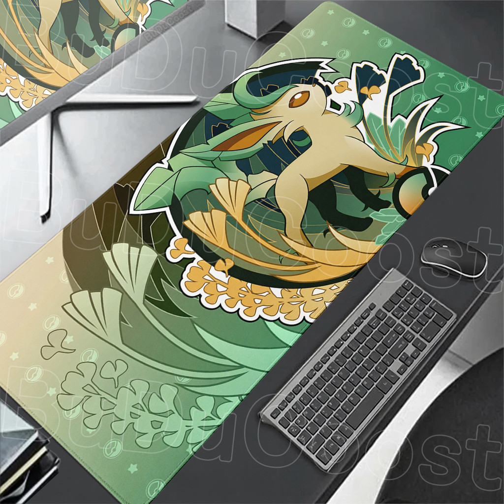 900x400mm Impressão HD Kawaii Japão Anime Mouse Pad XXL Portátil Jogos Tapete De Mesa De Borracha Bloqueio Borda Leafeon