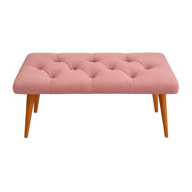 Banqueta Puff Estofada Estilo Vintage Sofisticada com Pés de Madeira