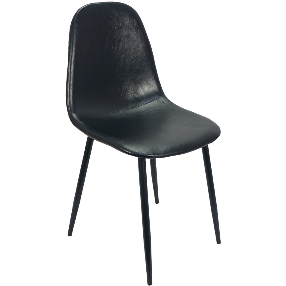 Cadeira Tânia Charla Estofada Pu Vintage Base Cor Preta - Preto