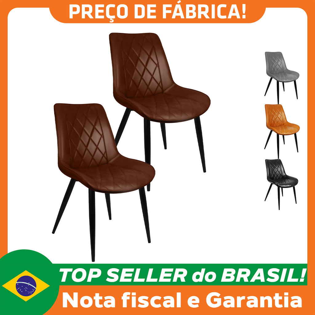 Kit 2 Cadeiras Haifa Livia Tábata Poltrona Estofada Pu Vintage Moderno Pés Preto