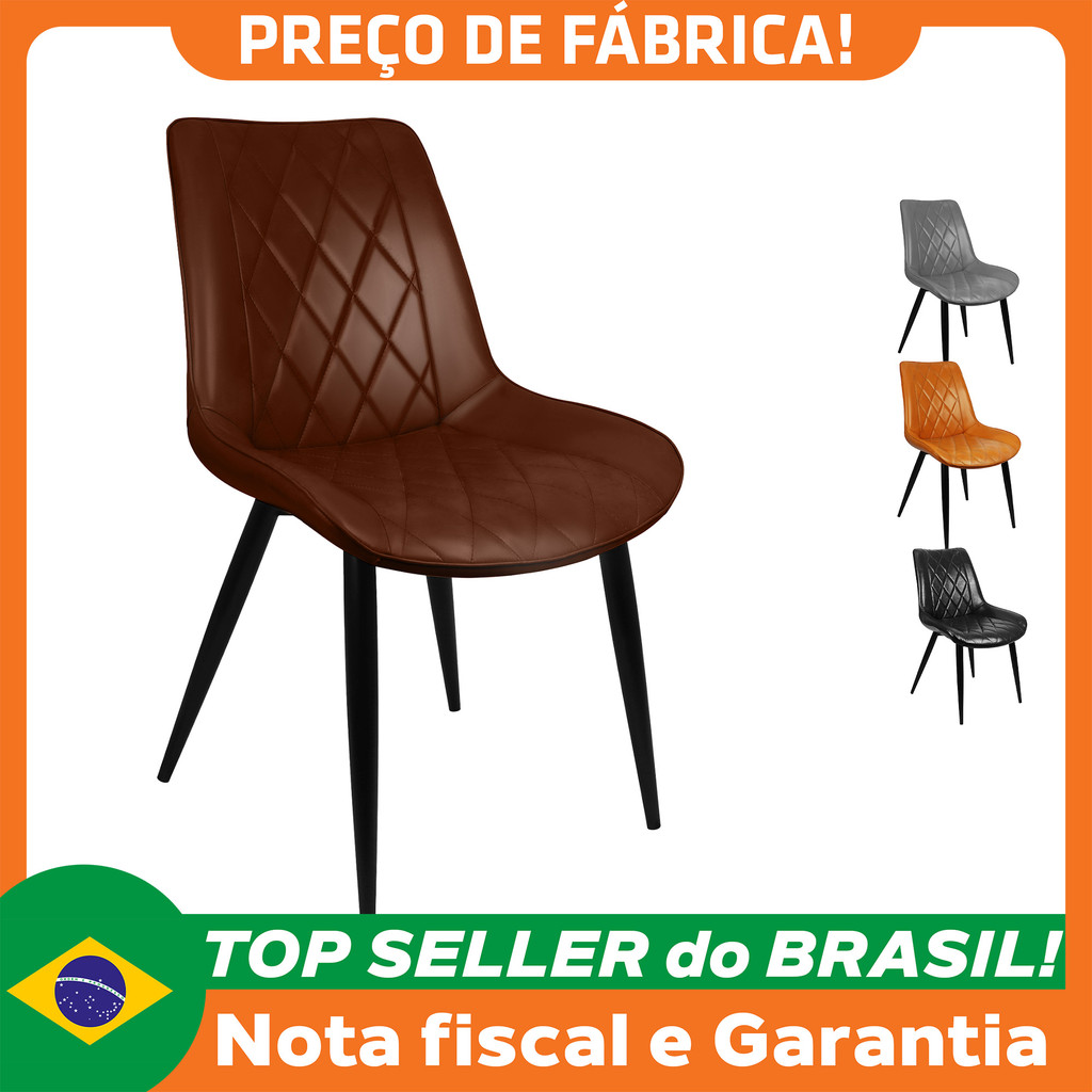 Cadeira Haifa Livia Tábata Poltrona Estofada Pu Vintage Retro Pés Preto Conforto