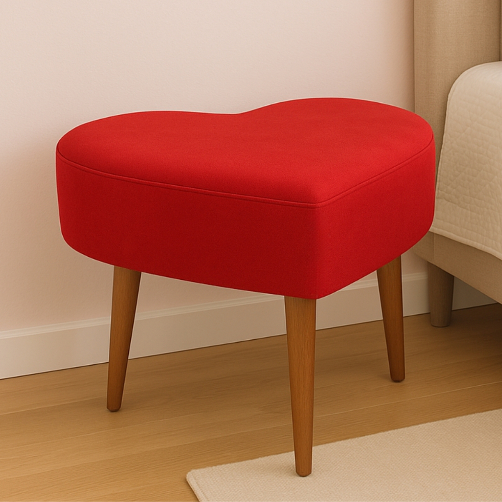 Puff Coração Várias Cores, Decoração Romântica Retrô Vintage Banqueta Pé Palito Quarto Sala Recepção