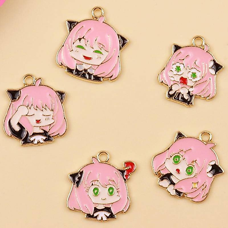 5Style SPY FAMILY Anya·FuJie Enamel Anime Pendant，Used for jewelry making，Cute keychain、Earrings、Pendant、Necklace、Bracel