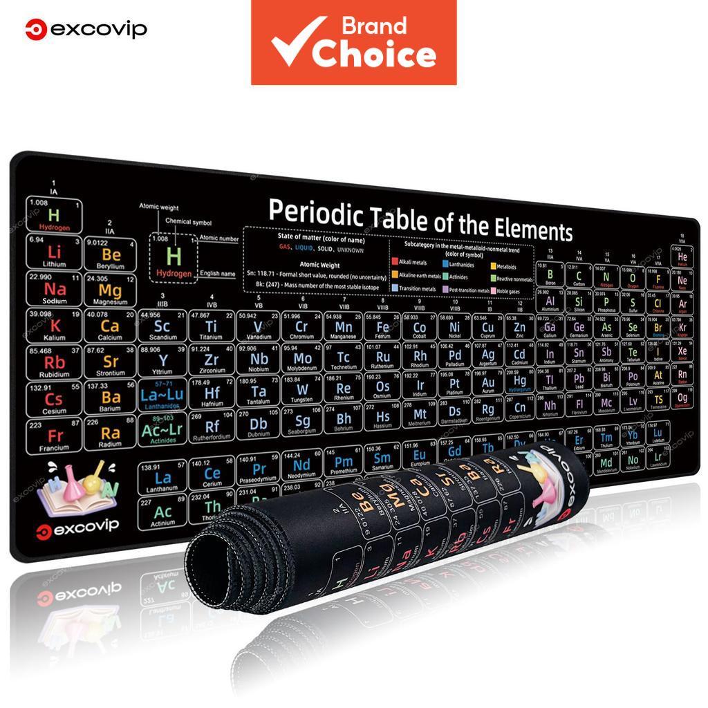 excovip mouse pad periodic of chemical elements large mat com borda costurada, conforto macio, antiderrapante para