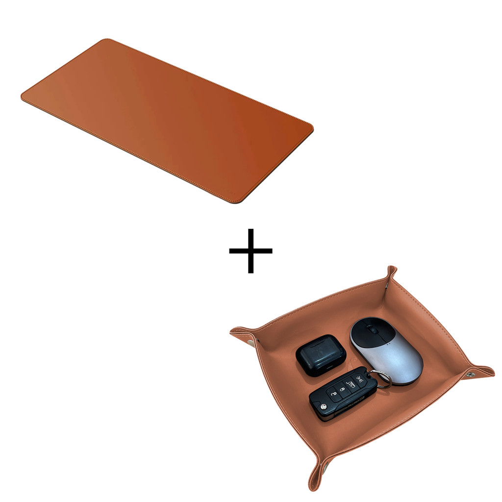 Desk Pad Grande Sintético Básico mais Porta Treco Caramelo