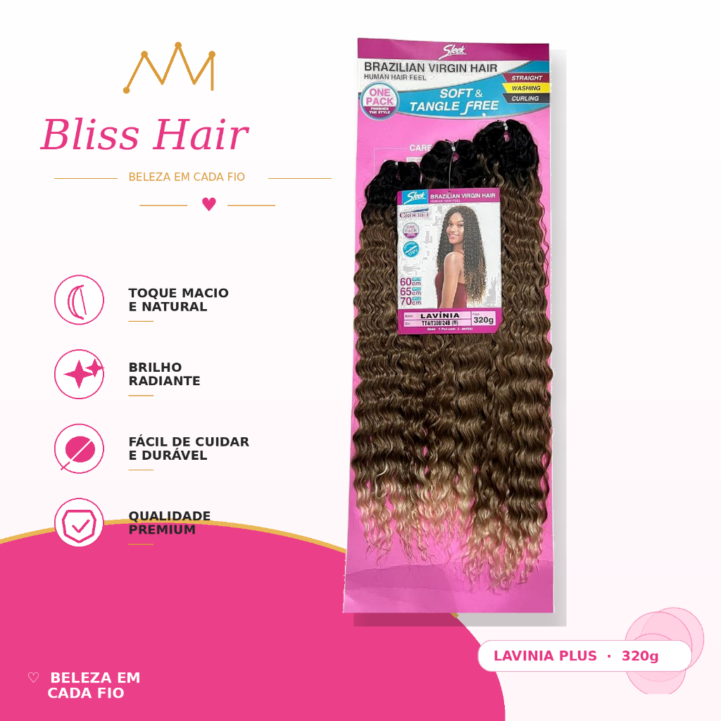 Lavinia Curls Fibra bioorgânica cachos elegantes 320 g 60/65/70 cm SLEEK