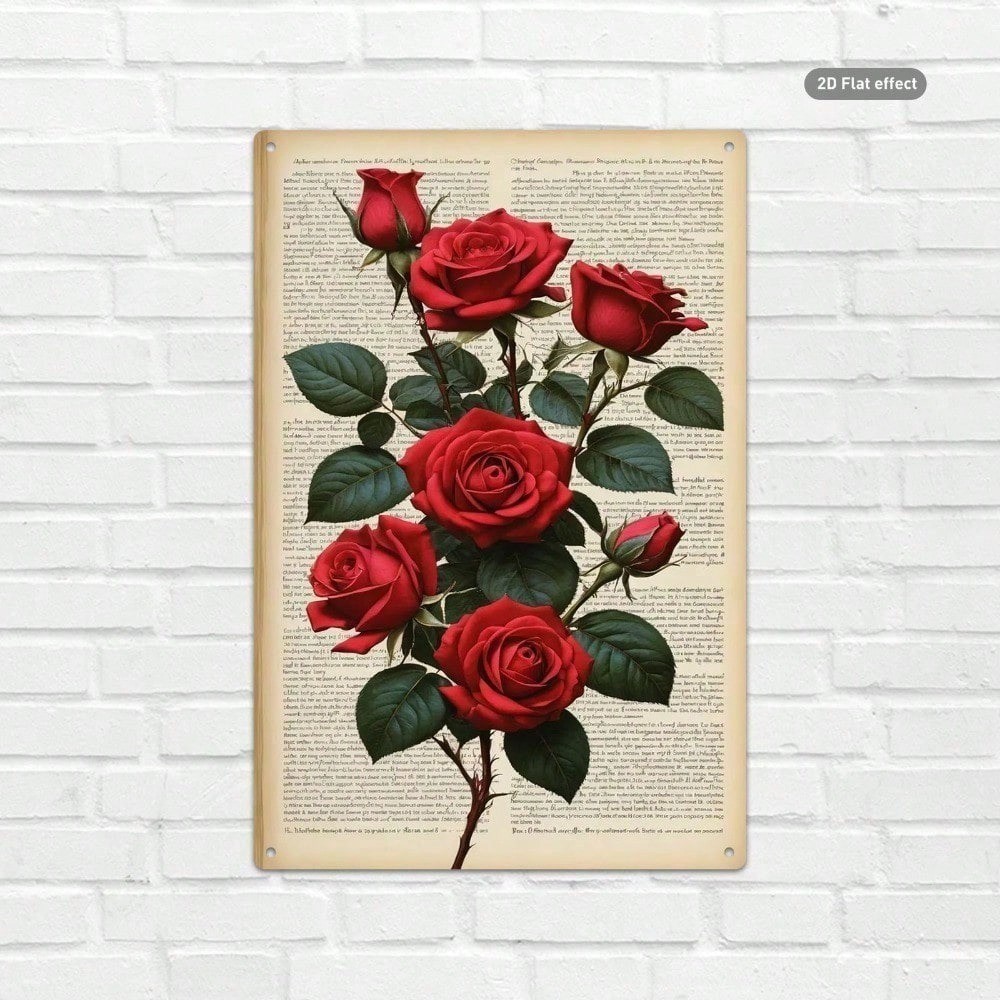 CIFbuy Vintage Red Rose Wall Art Elegante Floral Pendurado Decoração Para Sala De Estar Quarto