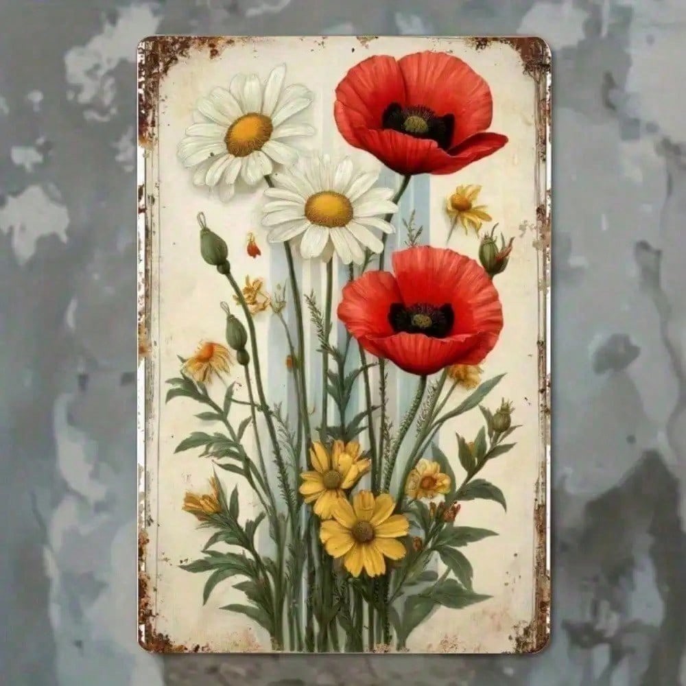 CIFbuy Vintage Red Poppy Metal Wall Art 8x12 Polegada 2D Escultura De Ferro Plano Decoração De Casa