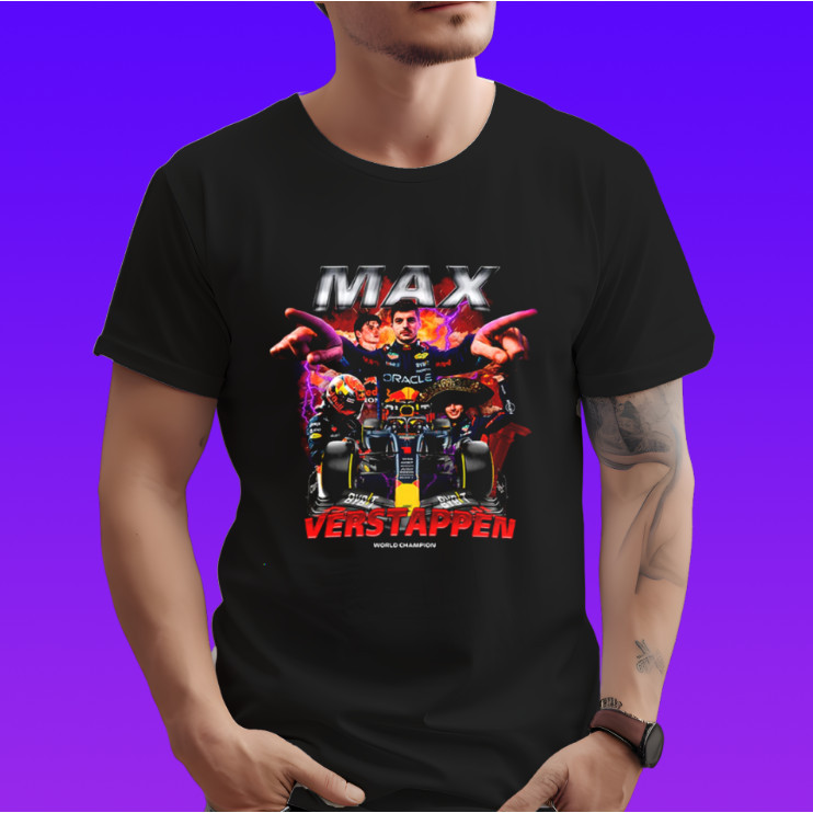 Camiseta Max Verstappen Red Bull Estilo Vintage Blusa Leve Camisa Algodão Confortável para Fãs