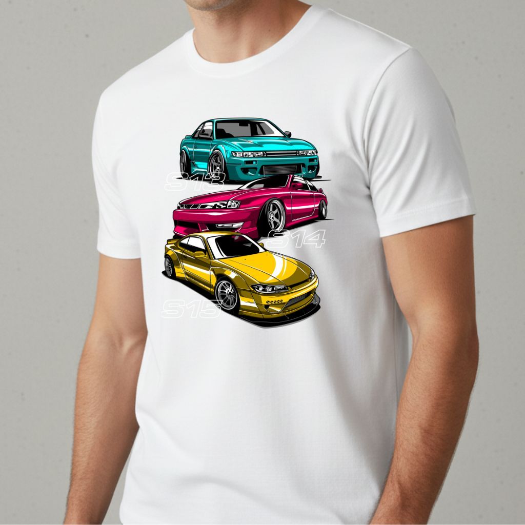 Camiseta Casual Básica Masculino Carros Coleção Silvia S13 S14 e S15 Tokyo