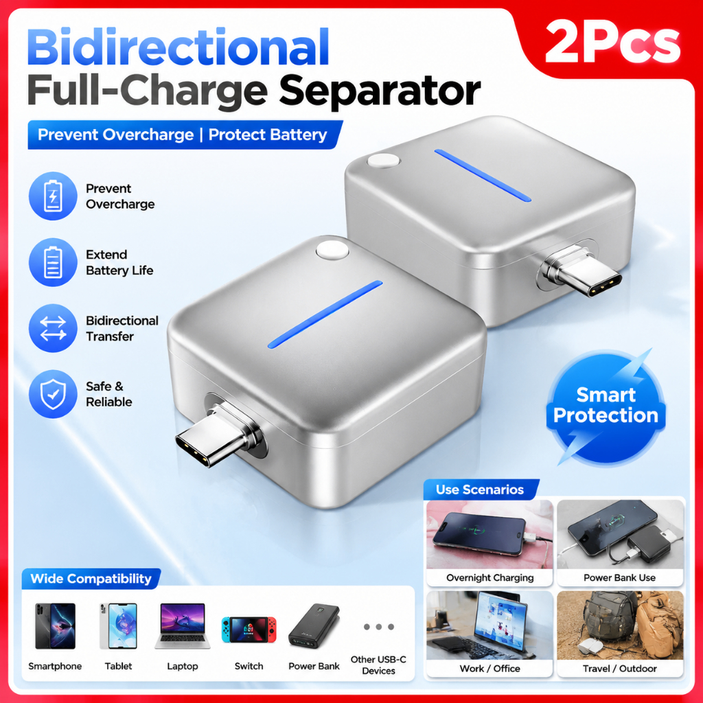 ❤ 2pcs 140W Tipo-C Smart Auto Stop Charging Separador Proteção Da Bateria Adaptador Seccionador Físico