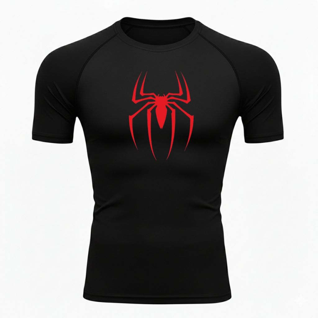 MERAH Red Spider Camisa De Compressão Manga Curta Esportes Ginásio Fitness Correndo Tamanho ML XL