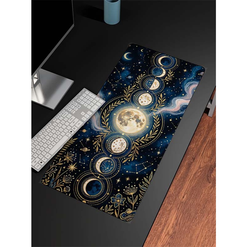 Mouse Pad Fases da Lua Astrológico XXL Grande para Setup Gamer PC Notebook e Home Office