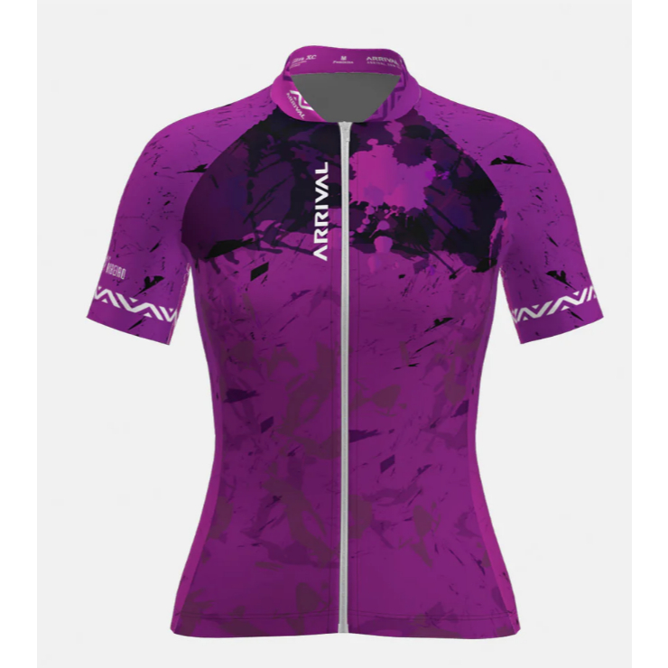 Camisa de Ciclismo Arrival Feminina Roxa – Manga Curta com Zíper Completo e Bolsos Traseiros