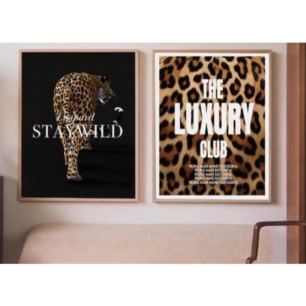 Quadros decorativos Isqueiros Luxury Club Leopardo Costas (2 peças)